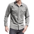 thumbnail image 1 of JGNGSHN Long Sleeve Sun Shirt Men Casual Button Down Linen Shirts Solid Lightweight Summer Fall Work Clothes, 1 of 9