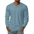 thumbnail image 1 of JGNGSHN Long Sleeves Shirts for Men V Neck Soft Breathable Soft Solid Color T Shirt, 1 of 7