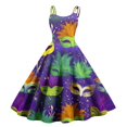 thumbnail image 1 of JGNGSHN Mardi Gras Womens Plus Size Dresses Carnival Print Trendy Spaghetti Strap Cocktail Dress Punk Vintage Swing A-Line Midi Dress, 1 of 3