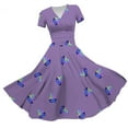 thumbnail image 1 of JGNGSHN Mardi Gras womens casual dresses Summer Trendy Carnival Themed Print Parade Party Dress Casual V Neck Short Sleeve Maxi Dress, 1 of 4