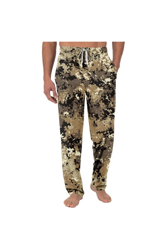 Men's Camo Pajama Pants Pjs Bottoms with Pocket Button Fly Casual Sleep Lounge Pants for Men