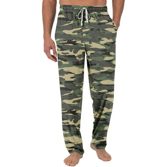 JGNGSHN Men's Casual Drawstring Camo Pajama Pants Elastic Waist Wide Leg Lounge Pants Pjs Bottoms with Pocket Loose Fit Trousers