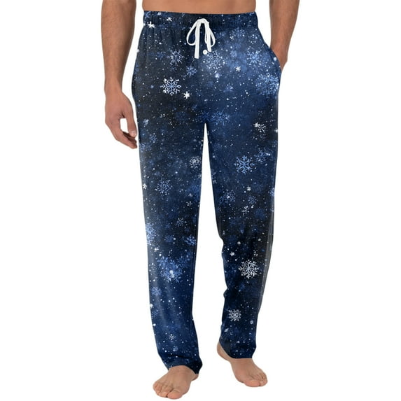 JGNGSHN Men's Christmas Pajamas Pants Lightweight Cute Print Pjs Bottoms Sleepwear Bottom Pants with Pocket Drawstring