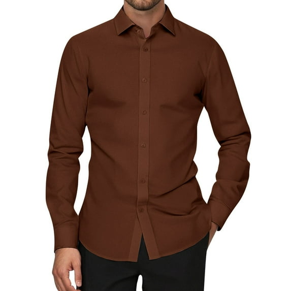 JGNGSHN Men's Long Sleeve Dress Shirts Wrinkle Free Stretch Formal Business Shirts Plus Size Tops