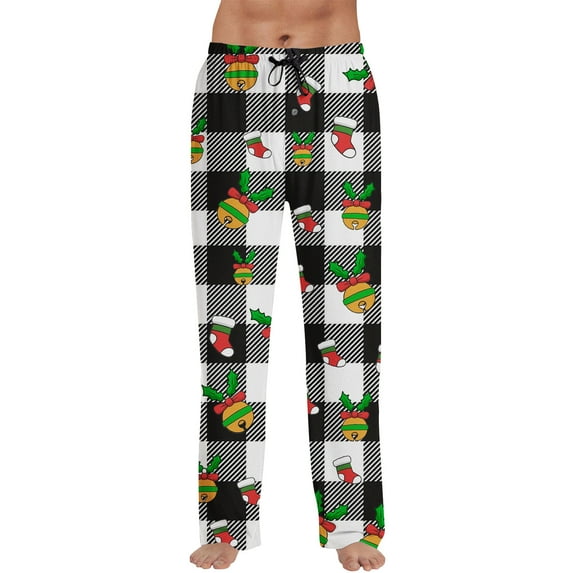 JGNGSHN Men's Lounge Pants Christmas Pajamas Pant for men with Pockets and Adjustable Waistband wide leg Pjs Buttoms