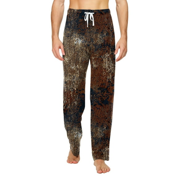 JGNGSHN Men's Pajamas Pants Drawstring Elastic Waist Plaid Lounge Pants Sleepwear with Pocket Button Fly Casual Loose Fit Straight Leg Trousers