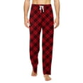 thumbnail image 1 of JGNGSHN Men’s Plaid Cotton Pajamas, Soft Lounge Pants with Elastic Waistband, Straight Leg Sleep Bottoms with Drawstring Tie, 1 of 8