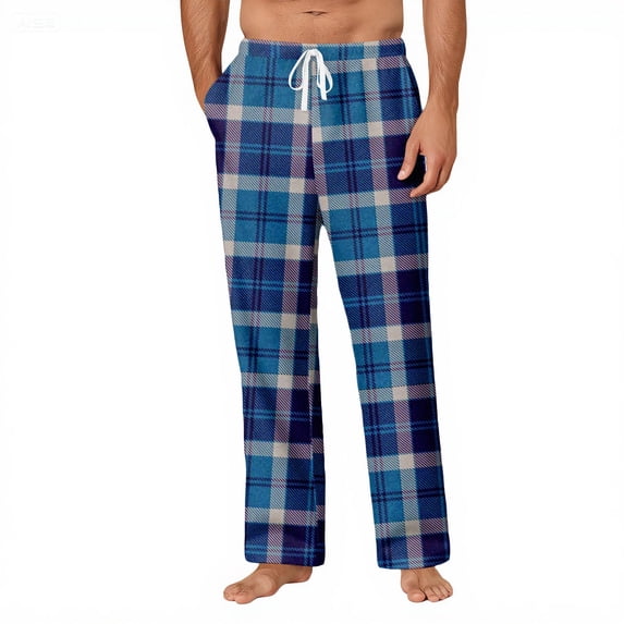 JGNGSHN Men's Plaid Pajama Pants Ultra Lightweight Pjs Bottoms Sleepwear Bottom Pants with Pocket Drawstring