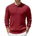 thumbnail image 1 of JGNGSHN Men's Ribbed Knit Sweater Casual Long Sleeve Button Lapel Collar Retro Pullover Sweaters Solid Color Polo Shirts, 1 of 3