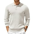 thumbnail image 1 of JGNGSHN Men's Ribbed Knit Sweater Casual Long Sleeve Button Lapel Collar Retro Pullover Sweaters Solid Color Polo Shirts, 1 of 6