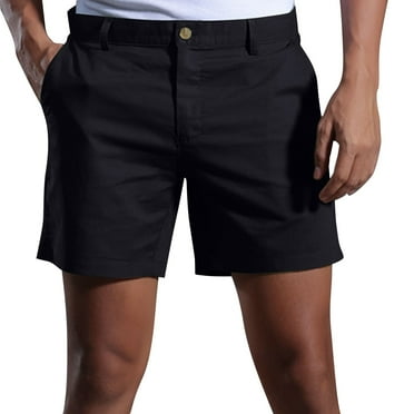 JGNGSHN Men's Slim-Fit 5" Flat-Front Comfort Linen Short Soft Classic-Fit Beach Shorts Black