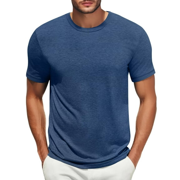 JGNGSHN Men's Slim Fit Short Sleeve T-Shirt, Solid Color Casual Round Neck Top
