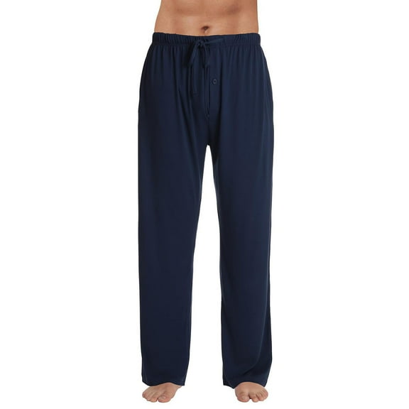 JGNGSHN Men's Straight Leg Pajama Pants Drawstring Elastic Waist Solid Color Sleep Pants Casual Loose Fit Pjs Bottoms with Pocket Button Fly