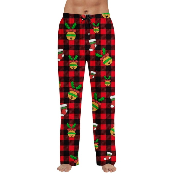 JGNGSHN Mens Big and Tall Christmas Pajamas Pants Cute Print Sleep Lounge Pants Warm Sleepwear Pants PJ Bottoms with Pockets and Button Fly