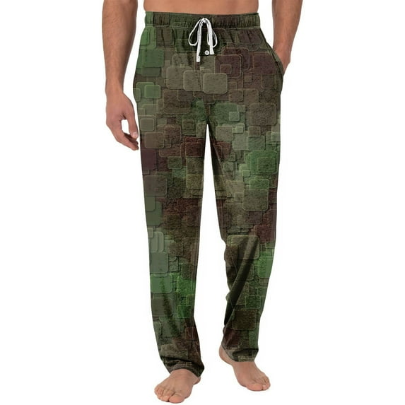 JGNGSHN Mens Camo Lounge Pants with Drawstring Elastic Waist Pocket Button Fly Comfortable Sleepwear Straight Leg Pajama