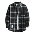 thumbnail image 1 of JGNGSHN Mens Casual Long Sleeve Button Down Shirts Fall Winter Plaid Flannel Shirts Lapel Outwear Jackets with Pocket, 1 of 4