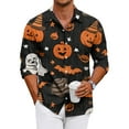 thumbnail image 1 of JGNGSHN Mens Halloween Tshirts Long Sleeve Funny Spooky Season Pumpkins Graphic Shirt Fashion Casual Tees Party Clothes, 1 of 7