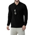 thumbnail image 1 of JGNGSHN Mens Ice Silk Golf Shirt Long Sleeve Moisture Wicking 3 Button Solid Fashion Polo Shirts, 1 of 6