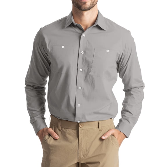 JGNGSHN Mens Long Sleeve Work Shirts Casual Button Down Summer Fall Tops with Two Chest Pockets XL