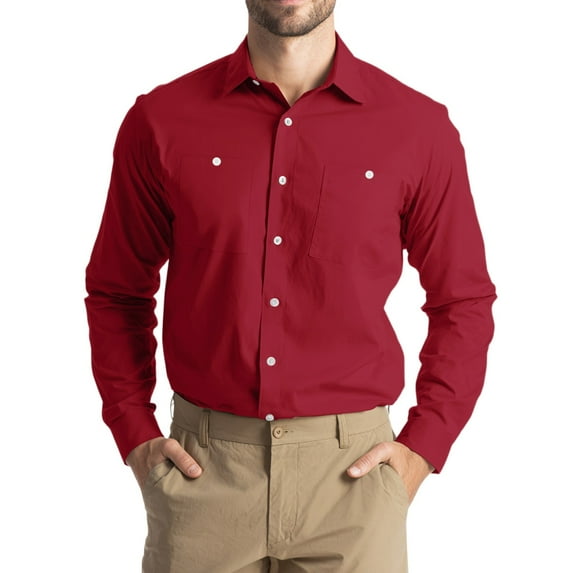 JGNGSHN Mens Long Sleeve Work Shirts Casual Button Down Summer Fall Tops with Two Chest Pockets XL