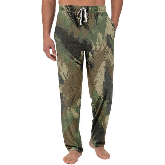 JGNGSHN Mens Pajama Pants Drawstring Elastic Waist Camo Lounge Pants Sleepwear with Pocket Button Fly Casual Loose Fit Straight Leg Trousers