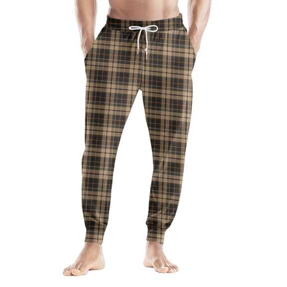 JGNGSHN Mens Pajama Pants Plaid Sleep Lounge Pant Warm Sleepwear Pants PJ Bottoms Jogger Trousers with Pockets and Button Fly