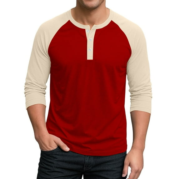 JGNGSHN Mens Raglan 3/4 Quarter Sleeve Shirts Henley Baseball T-Shirts Casual Lightweight Jerseys Tee