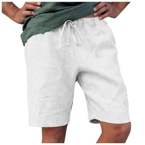 JGNGSHN Mens Relaxed Fit Drawstring Summer Shorts Cotton Linen Casual Summer Shorts with Pockets for Travel, and Everyday Wear