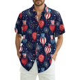 thumbnail image 1 of JGNGSHN Men's Short Sleeve Button Down Hawaiian Shirt - Patriotic Stars Stripes Print, Casual Summer Beach Top for Fourth of July, 1 of 11