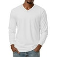 thumbnail image 1 of JGNGSHN Mens White Tee Shirts Long Sleeve V Neck Soft T Shirts Solid Color Stretch Basic Shirt, 1 of 7