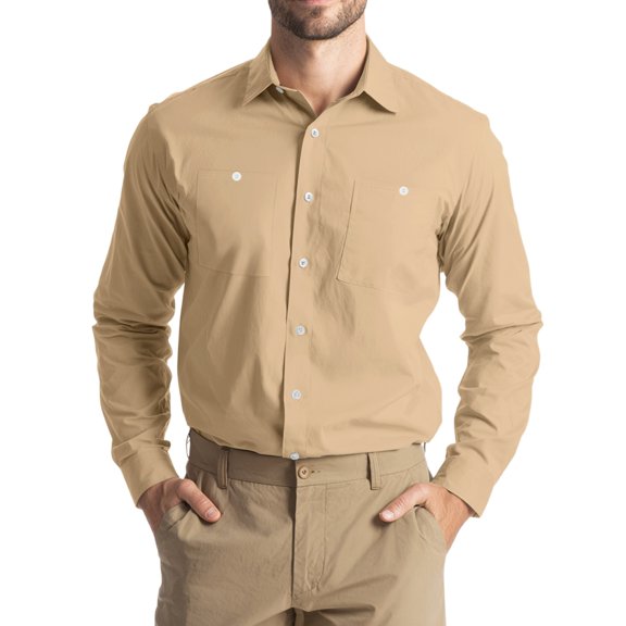 JGNGSHN Mens Work Shirts Long Sleeve Button Down Classic Fall Summer Tops Slim Shirt with Two Chest Pocket M