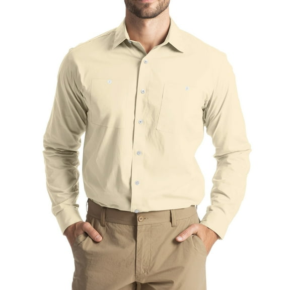 JGNGSHN Mens Work Shirts Long Sleeve Button Down Classic Fall Summer Tops Slim Shirt with Two Chest Pocket M