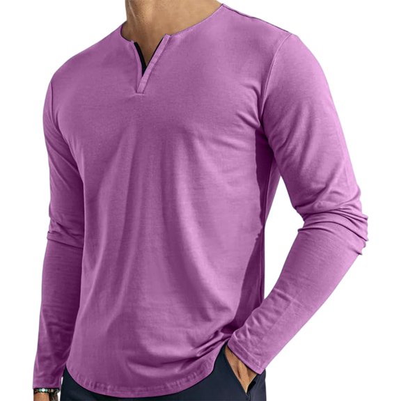 JGNGSHN Mens long Sleeve Vneck T Shirts Casual Longline Tee Shirt Lightweight Fall Solid Tops S