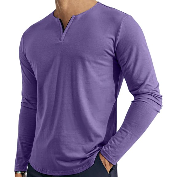 JGNGSHN Mens long Sleeve Vneck T Shirts Casual Longline Tee Shirt Lightweight Fall Solid Tops S