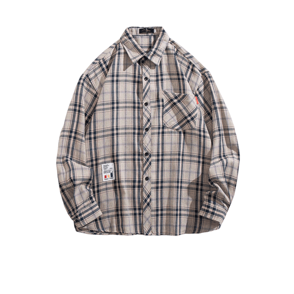 JGNGSHN Plaid Shirt for Men Fashion Long Sleeve Shirts Button Down Lapel Tops Winter Jacket with Pocket