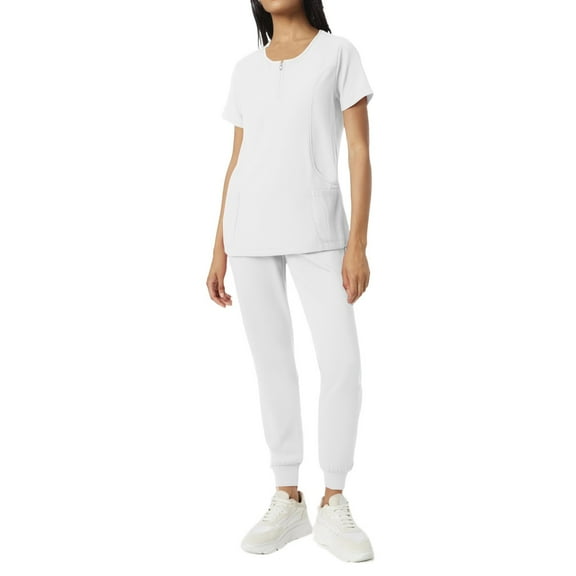 JGNGSHN Scrubs for Women Set Medical Uniform - Zipper Crew Neck Top & Jogger Scrub Pants with 4 Pocket Medical Nursing Uniform