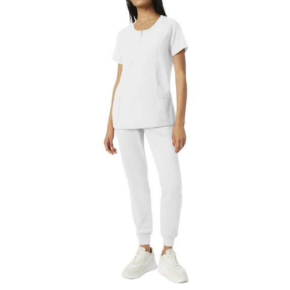 JGNGSHN Scrubs for Women Set Medical Uniform - Zipper Crew Neck Top & Jogger Scrub Pants with 4 Pocket Medical Nursing Uniform