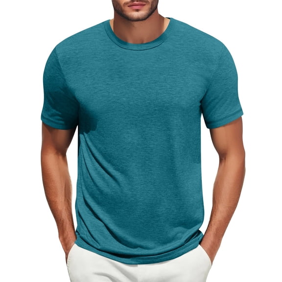 JGNGSHN Slim Fit Solid Color Men's T-Shirt, Short Sleeve Round Neck Comfortable Casual Shirt