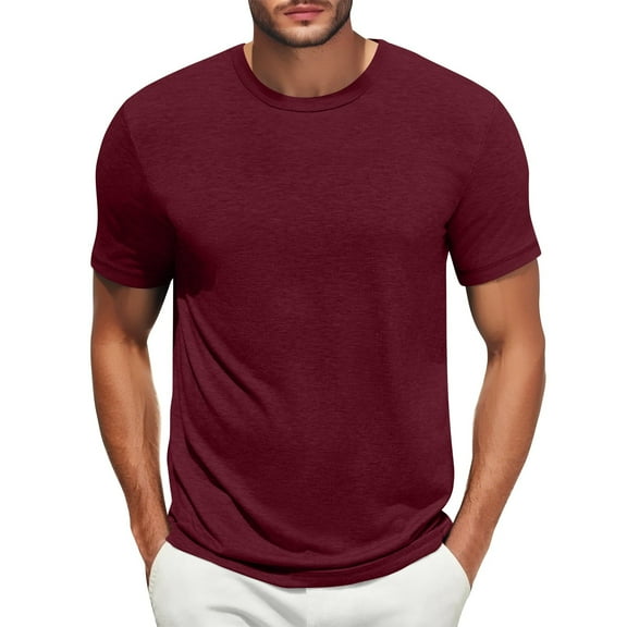 JGNGSHN Stylish Men's Solid Color Short Sleeve T-Shirt, Slim Fit Comfortable Round Neck Shirt