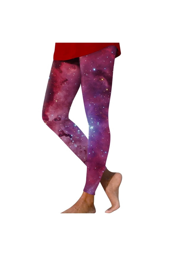 Thermal Leggings for Women Galaxy Printed Tummy Control Yoga Pants Workout Leggings Casual Gym Jogger Pant