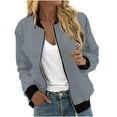 thumbnail image 1 of JGNGSHN Winter Jackets for Women Casual Zip Up Bomber Jacket Long Sleeve Lightweight Outwear with Pockets, 1 of 5