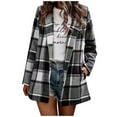 thumbnail image 1 of JGNGSHN Women Plaid Shacket Jacket Trendy Fall Casual Button Flannel Tartan Trench Coat Winter Clothing with Pockets, 1 of 7