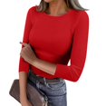 thumbnail image 1 of JGNGSHN Women's 3/4 Sleeve Plus Size Tops Fashion Casual Slim Fit Fall Bluse Stretchy Soft Base Tee XXXL, 1 of 4