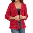 thumbnail image 1 of JGNGSHN Women's Floral Lace 3/4 Sleeve Bolero Shrugs Cardigans Floral Crochet Knit Sweaters Sheer Open Front Cardigan, 1 of 5