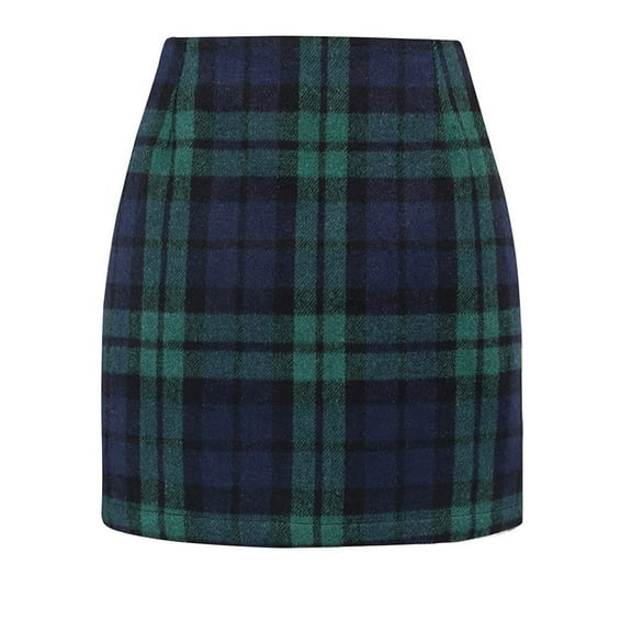 JGNGSHN Women's Plaid Skirt High Waisted Bodycon Pencil Mini Skirts A Line Wool Skirt