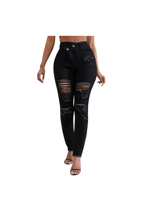 Women's Skinny Jeans High Waisted Butt Lift Ripped Jeans Washed Distressed Denim Pants