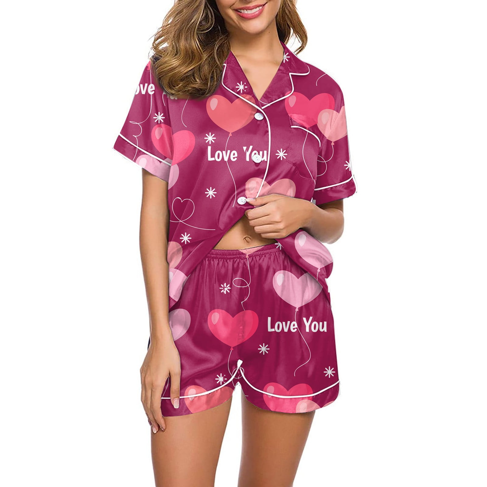 Super Cozy Women's Valentine's Day Pajama Set - Short/Long Sleeve Or Tank Options