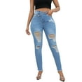 thumbnail image 1 of JGNGSHN Womens Classic High Waisted Skinny Ripped Jeans Stretchy Butt Lifting Jeans Slim Fit Denim Pants, 1 of 5