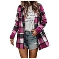 thumbnail image 1 of JGNGSHN Womens Flannel Jacket Long Plaid Shacket Casual Snap Button Tartan Trench Coat Long Sleeve Shirts with Pockets, 1 of 6