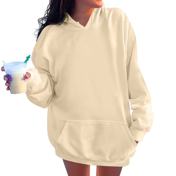 JGNGSHN Womens Hoodies Long Sleeve Solid Color Hooded Pullover Drawstring Pockets Sweatshirts Fashion Fall Tops